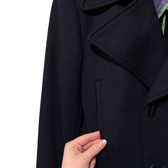 Holland Esquire Stylish Black Wool Double Breasted Peacoat Vibrant Lining Medium - Picture 6 of 11